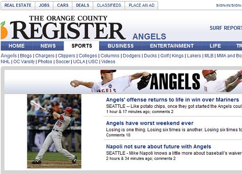 The Orange County Register エンゼルス欄